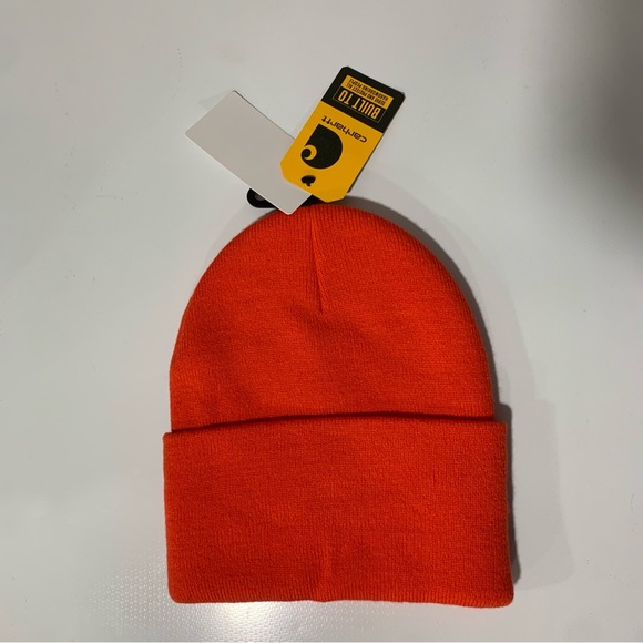 Carhartt Neon Orange A18 Beanie Hat NWT - Picture 2 of 3